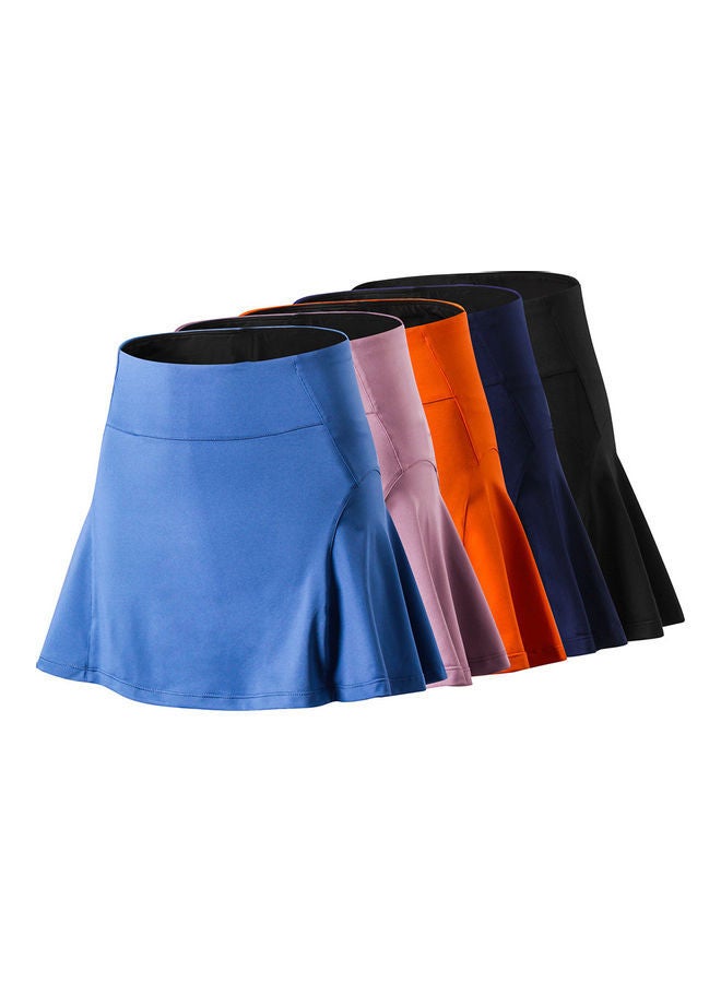 Women Sports High Waist Quick Dry Pocket Ruffles Lining Yoga Tennis Running Skirt L 20 x 5 12cm