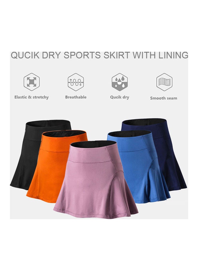 Women Sports High Waist Quick Dry Pocket Ruffles Lining Yoga Tennis Running Skirt L 20 x 5 12cm