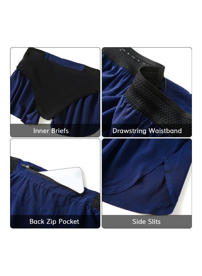 2 in 1 Athletic Zipper Pocket Quick Dry Shorts 2XL