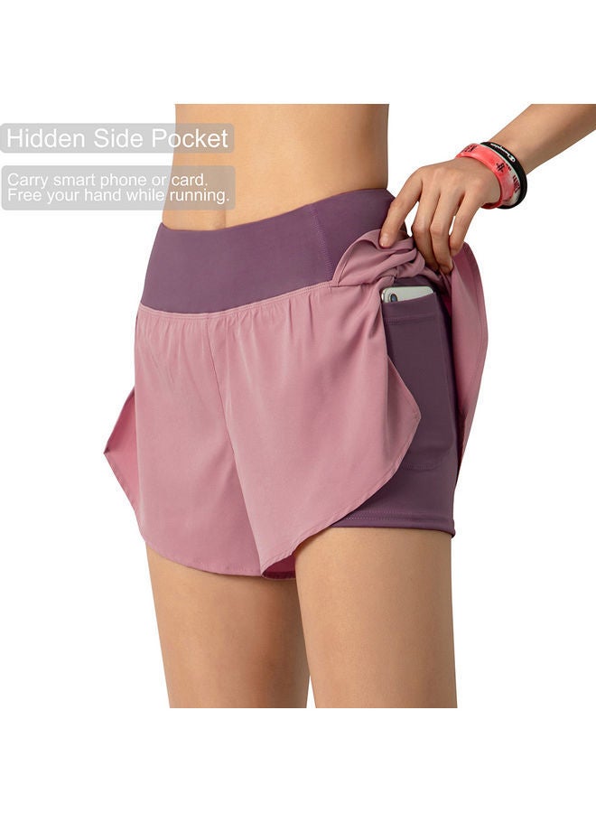 2-in-1 Solid Sport Shorts With Pockets 20X3X19cm