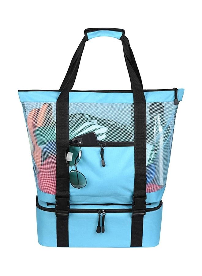 Mesh Beach Picnic Tote With Insulated Cooler Bag