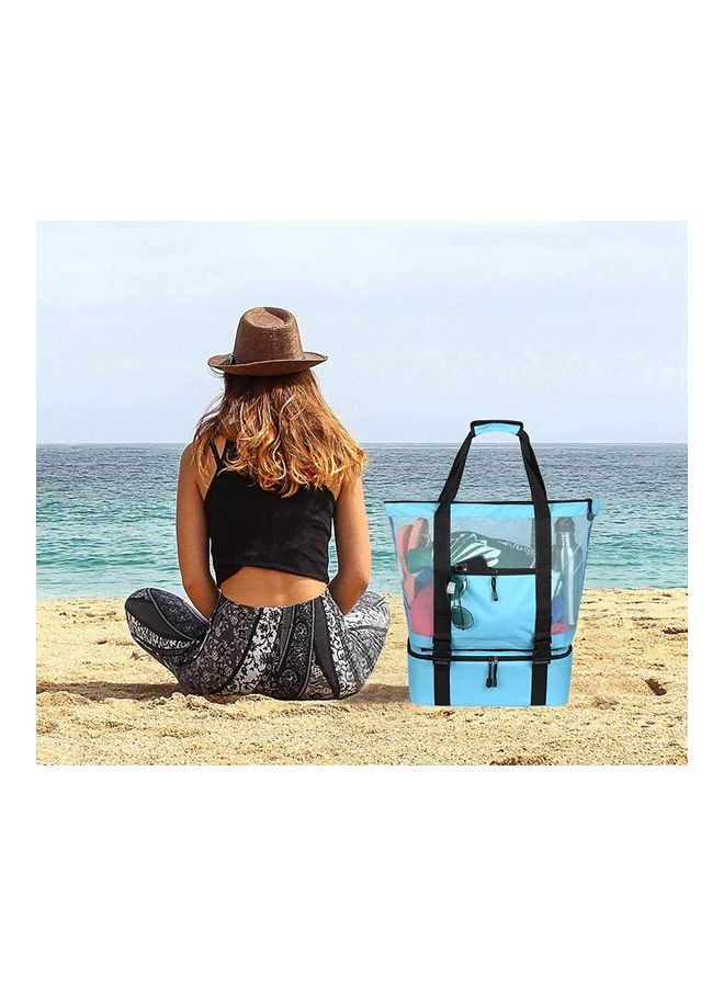 Mesh Beach Picnic Tote With Insulated Cooler Bag