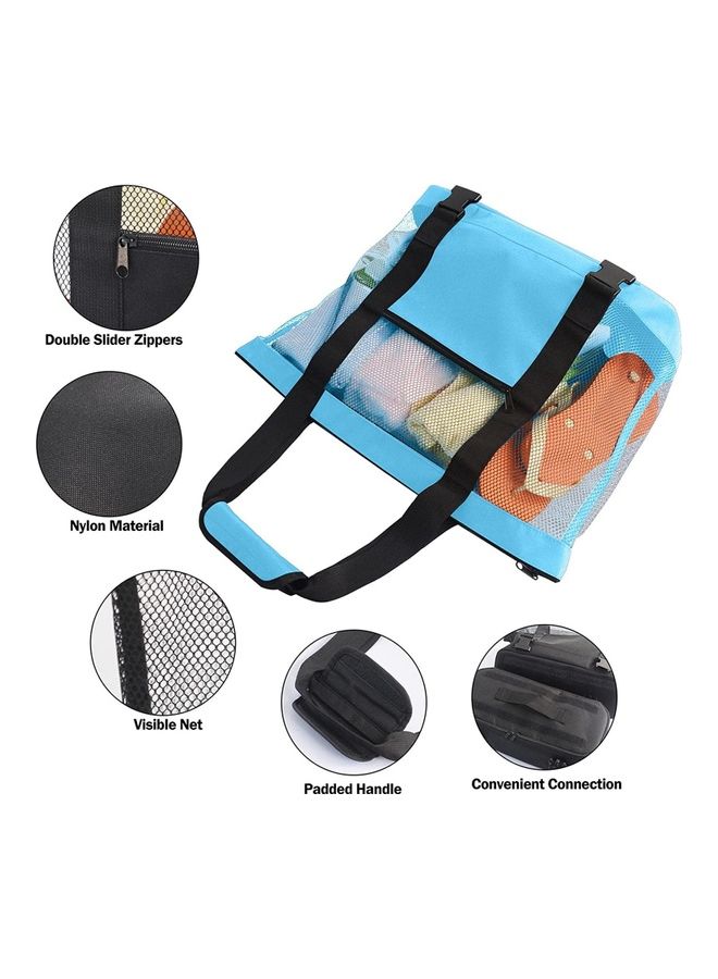 Mesh Beach Picnic Tote With Insulated Cooler Bag