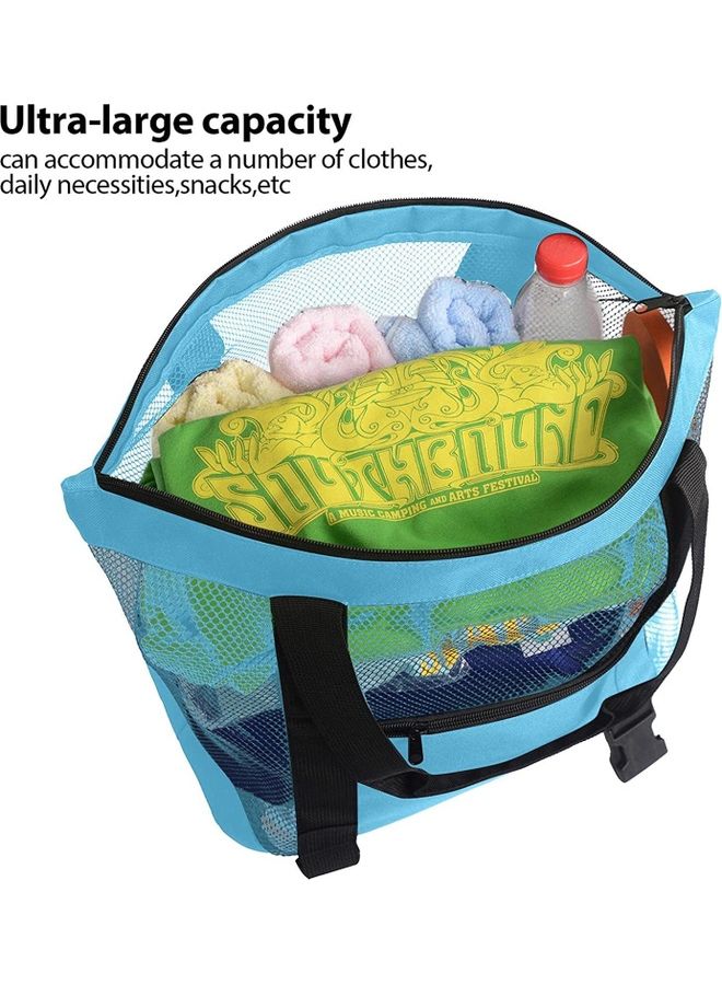 Mesh Beach Picnic Tote With Insulated Cooler Bag