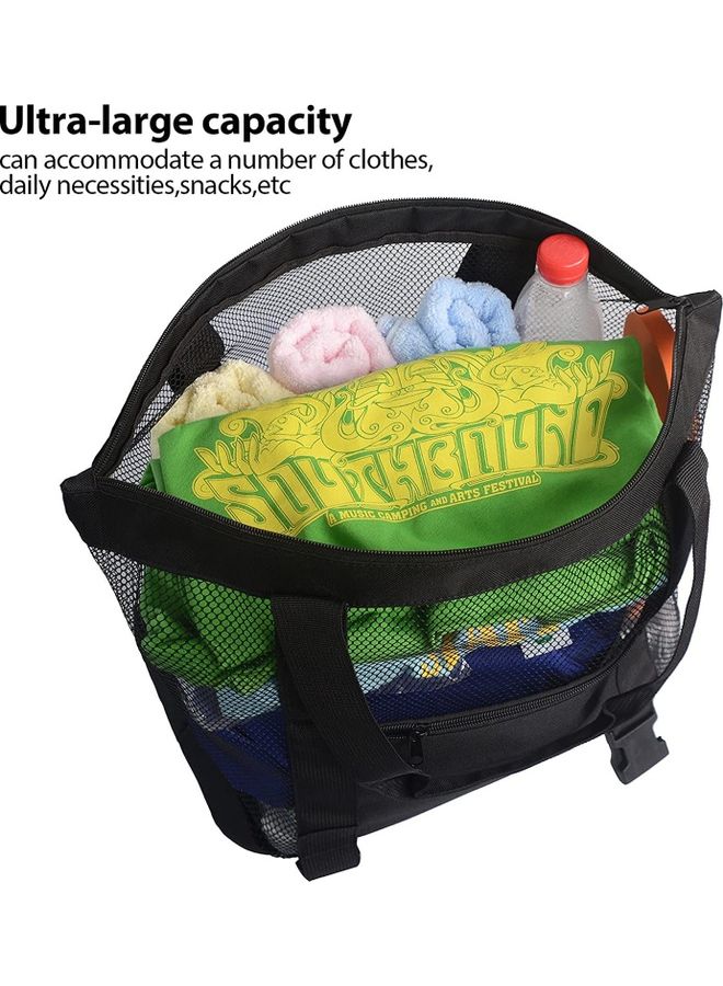 Mesh Beach Picnic Tote With Insulated Cooler Bag