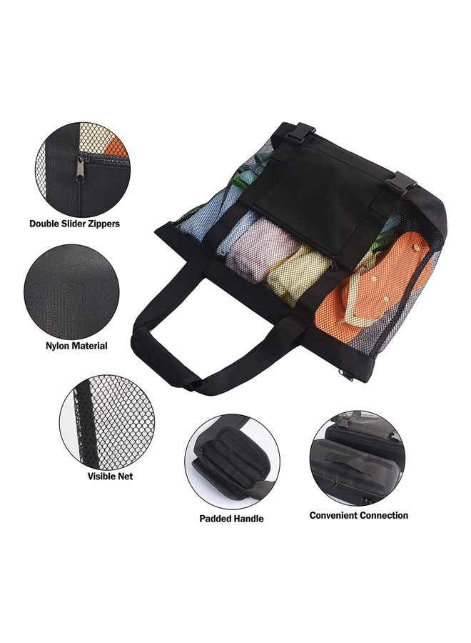 Mesh Beach Picnic Tote With Insulated Cooler Bag