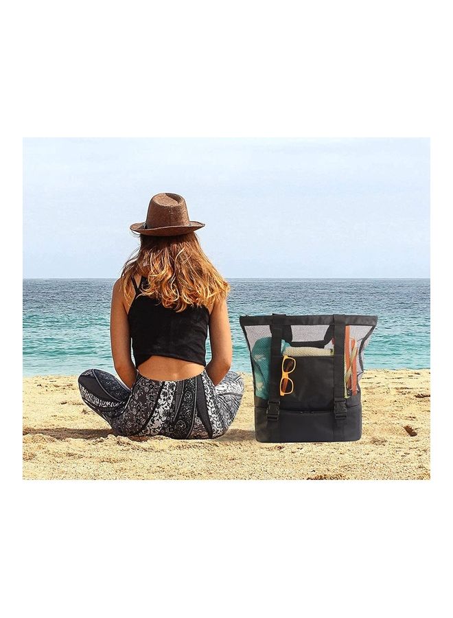 Mesh Beach Picnic Tote With Insulated Cooler Bag