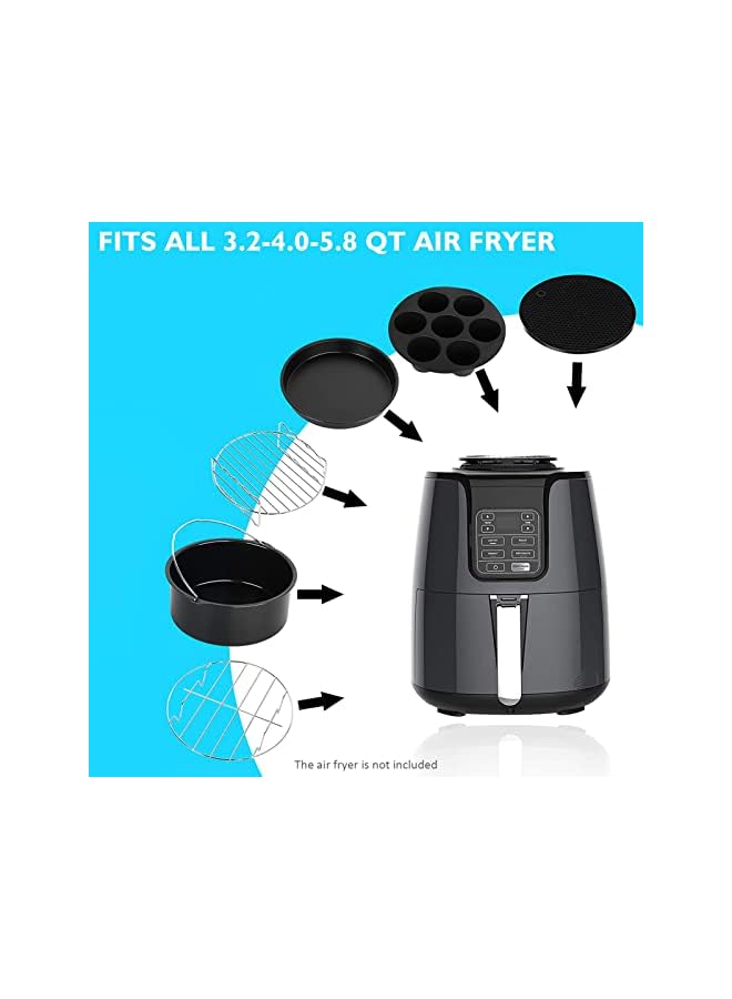 8 Inch Air Fryer Accessories Kit Replacement for Cosori/Ninja/Phollips/Gowise and Most Brands Air Fryer 12pcs/set wi Cake Baking Barrel/Pizza Pan/Cupcake Pan/ 100pcs Air Fryer Liners and