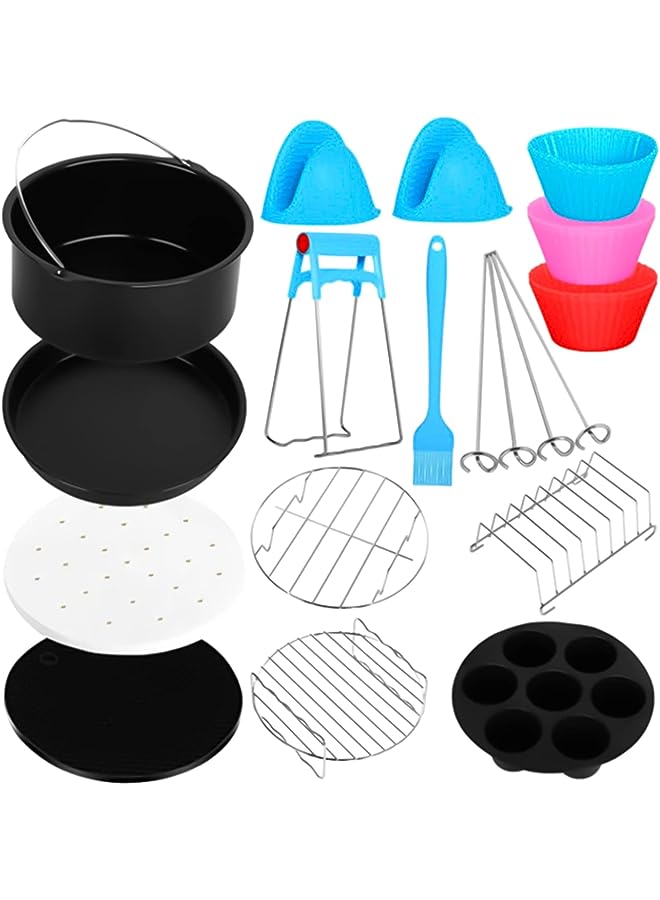 8 Inch Air Fryer Accessories Kit Replacement for Cosori/Ninja/Phollips/Gowise and Most Brands Air Fryer 12pcs/set wi Cake Baking Barrel/Pizza Pan/Cupcake Pan/ 100pcs Air Fryer Liners and