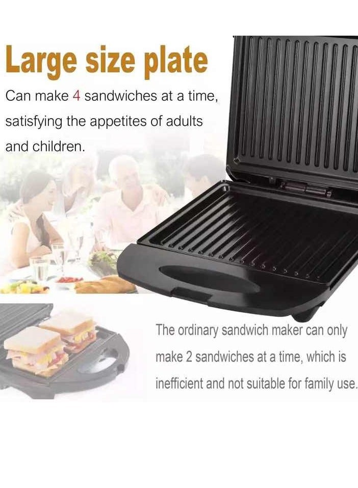 Electric sandwich maker, grill plate, medium size, stainless steel, easy clean, non stick & removable plates.