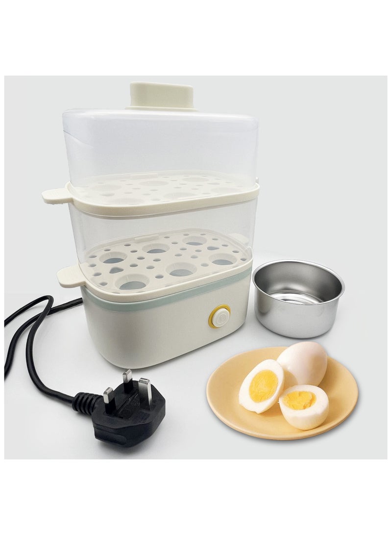 Electric Egg Cooker & Steamer - Multi-Function Rapid Boiler for Hard & Soft Boiled Eggs, Large Capacity, Auto Shut-Off, Kitchen Breakfast Maker, Easy Clean, BPA-Free, White/Green