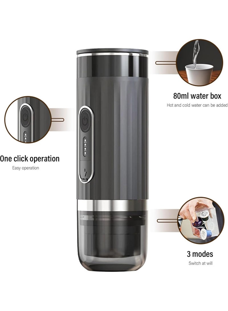 Portable Electric Espresso Machine, One Click Leakproof Coffee Maker, 12V/24V Car Charging Coffee Maker, 80ml for Camping, Travel, RV, Hiking, Office