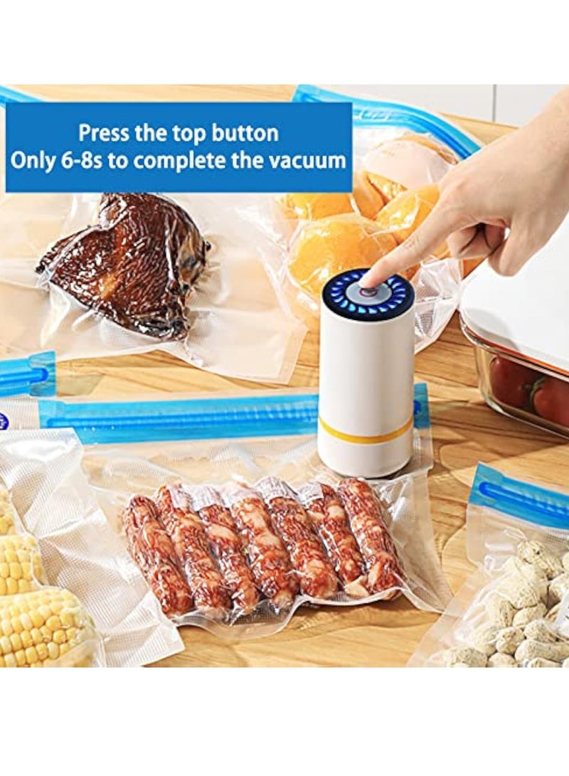 Portable Vacuum Sealer Set, Food Vacuum Sealer Machine Rechargeable Handheld Vacuum Sealer for Food with 10 Reusable Bags for Food Storage Cooking