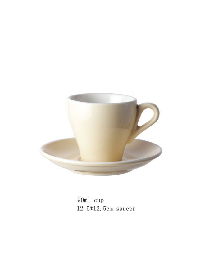 Glazed Coffee Cup And Saucer Beige