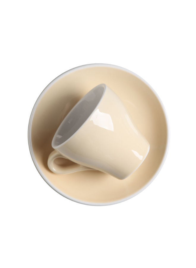 Glazed Coffee Cup And Saucer Beige