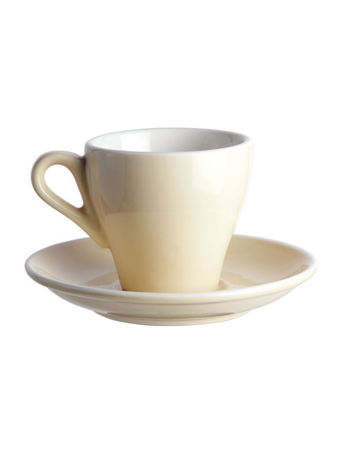 Glazed Coffee Cup And Saucer Beige