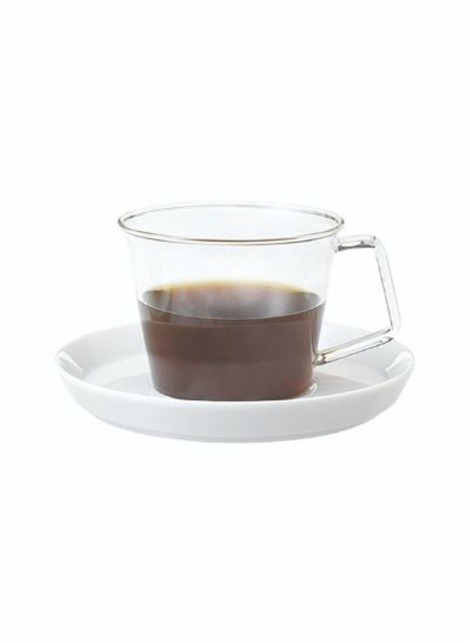 Cast Cup And Saucer White, Clear