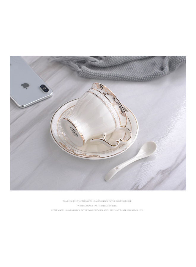 Coffee Cup And Saucer Set White/Silver