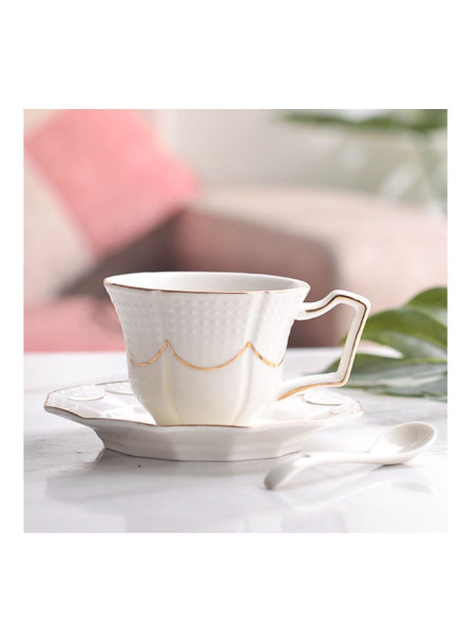 Ceramic Coffee And Tea Cup Saucer White 14.1x14.1x7cm