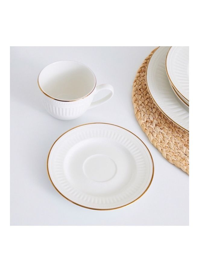 Embossed Golden Line Cup And Saucer Set White 11.59 x 12cm