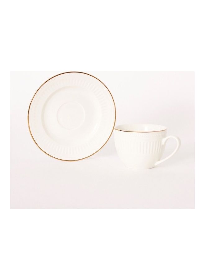 Embossed Golden Line Cup And Saucer Set White 11.59 x 12cm