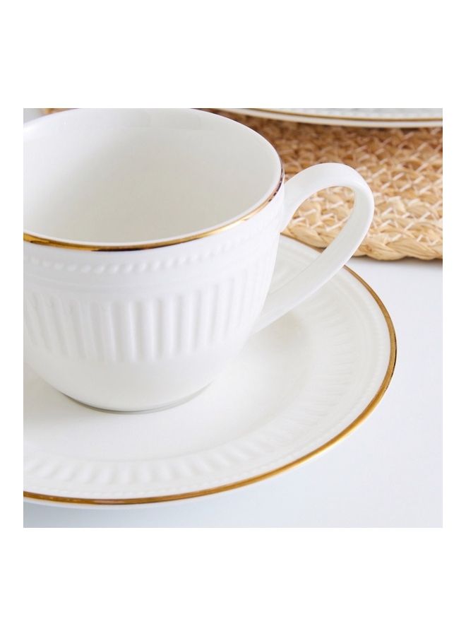 Embossed Golden Line Cup And Saucer Set White 11.59 x 12cm