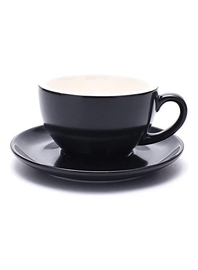 Ceramic Coffee Cup And Saucer Set Black