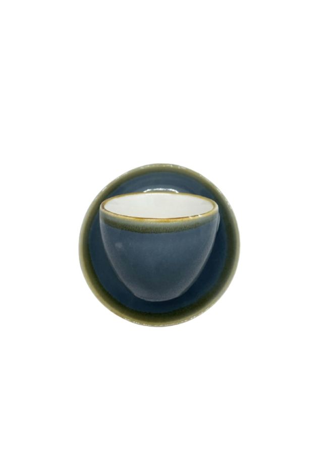 Kiln Ceramic Coffee Cup And Saucer Set Blue