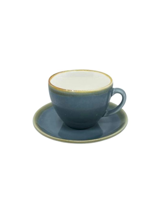 Kiln Ceramic Coffee Cup And Saucer Set Blue