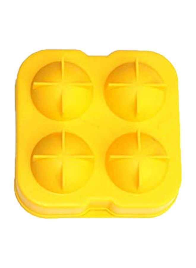 Silicone Round Ball Ice Cube Mould Yellow 12.5x12.5x5centimeter