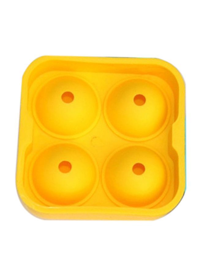 Silicone Round Ball Ice Cube Mould Yellow 12.5x12.5x5centimeter