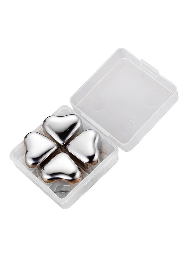 4-Piece Stainless Steel Ice Cube Set Silver