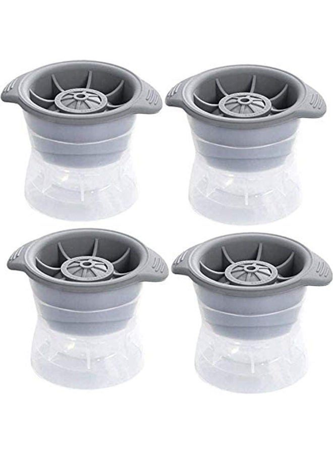 4-Piece Round Shape Ice Cube Ball Mould Set Grey/Clear 11x7.8x8cm