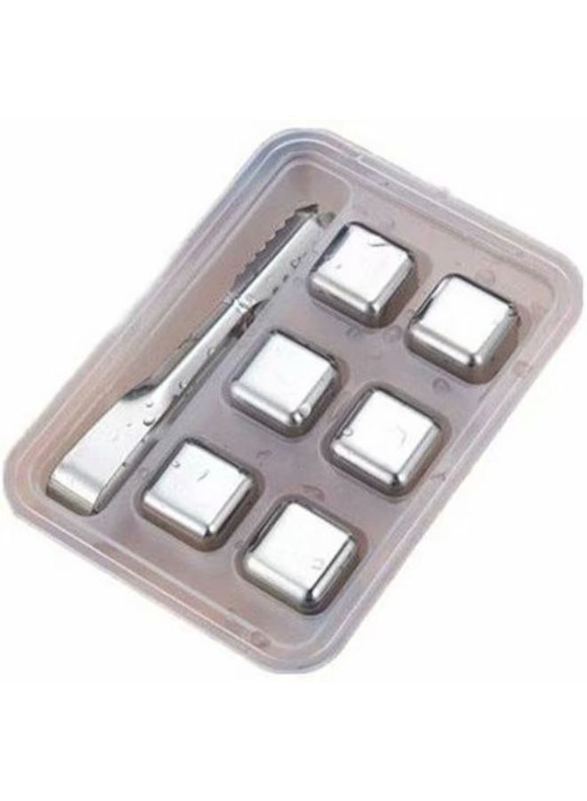 Pack Of 7 Reusable Chilling Ice Cube Stone Silver 100grams