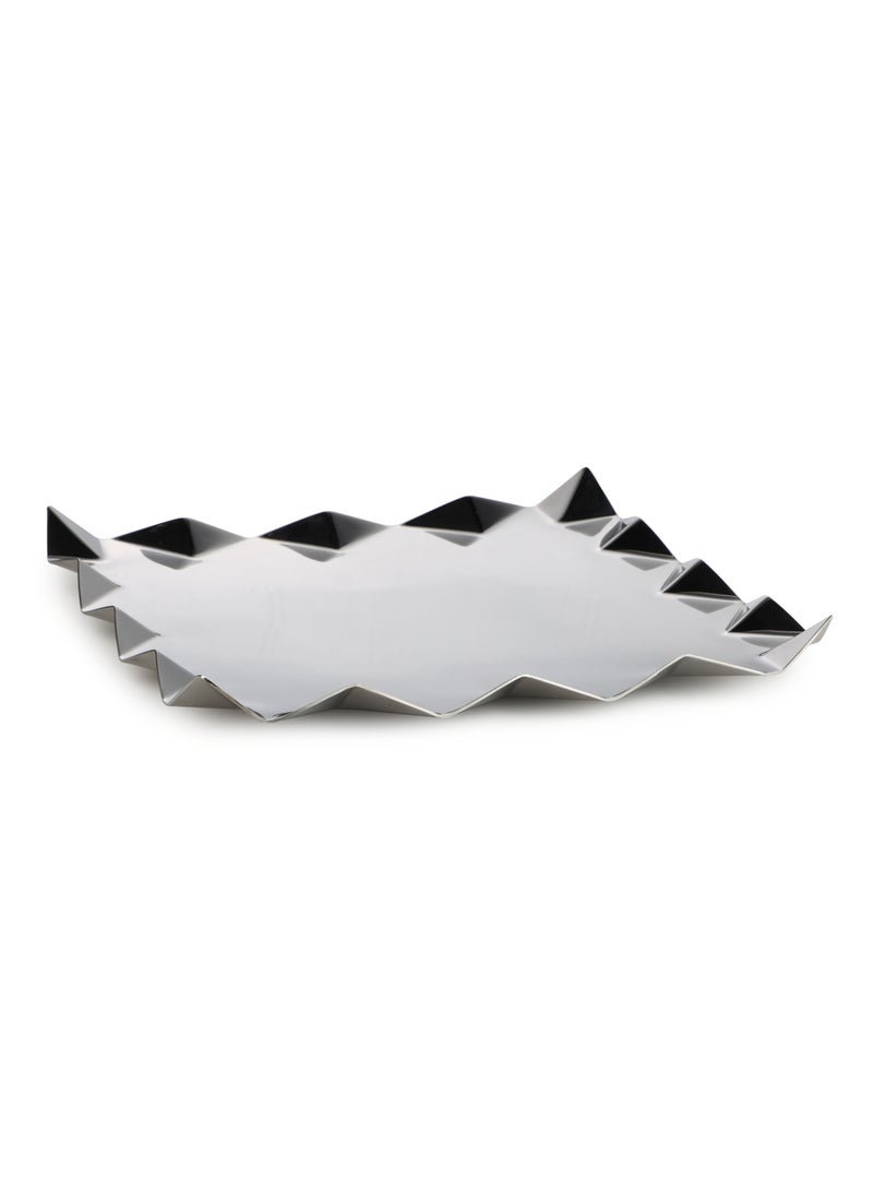 ARTTDINOX Designer Stainless Steel Square Platters | Corporate Gifting | Zig Zag Serving Tray for Food Dessert Fruit Coffee Tea | Criss Cross Series