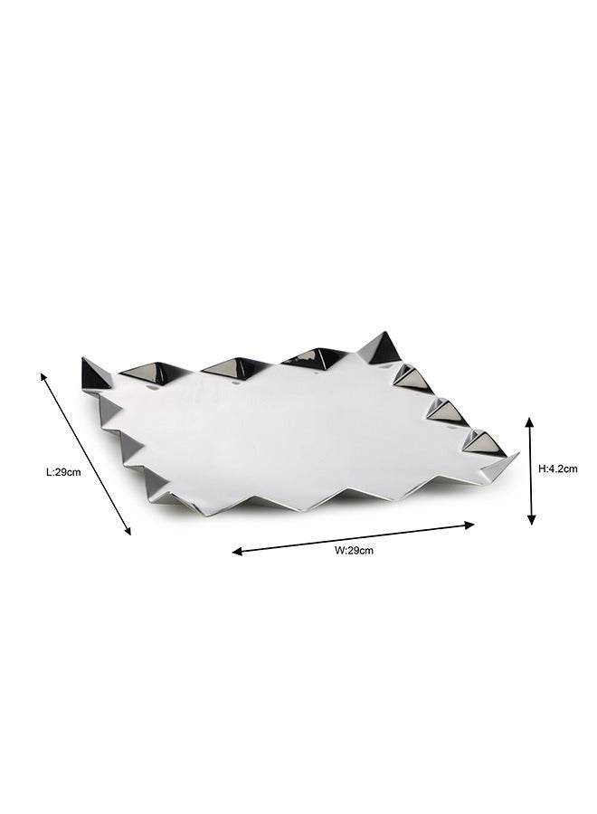 ARTTDINOX Designer Stainless Steel Square Platters | Corporate Gifting | Zig Zag Serving Tray for Food Dessert Fruit Coffee Tea | Criss Cross Series