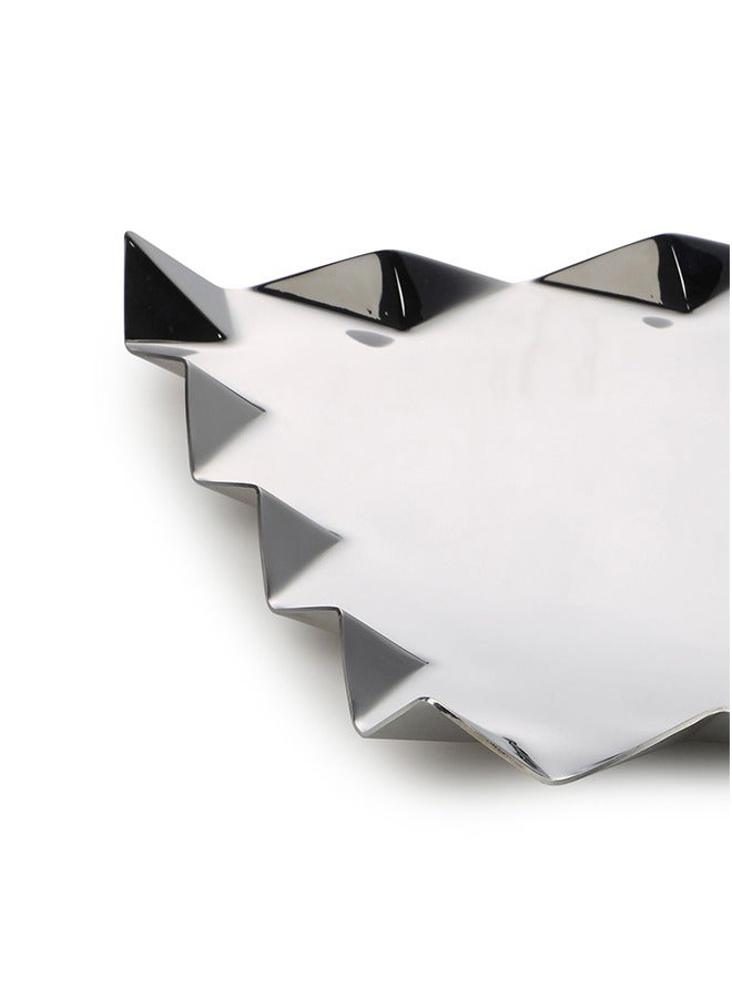 ARTTDINOX Designer Stainless Steel Square Platters | Corporate Gifting | Zig Zag Serving Tray for Food Dessert Fruit Coffee Tea | Criss Cross Series