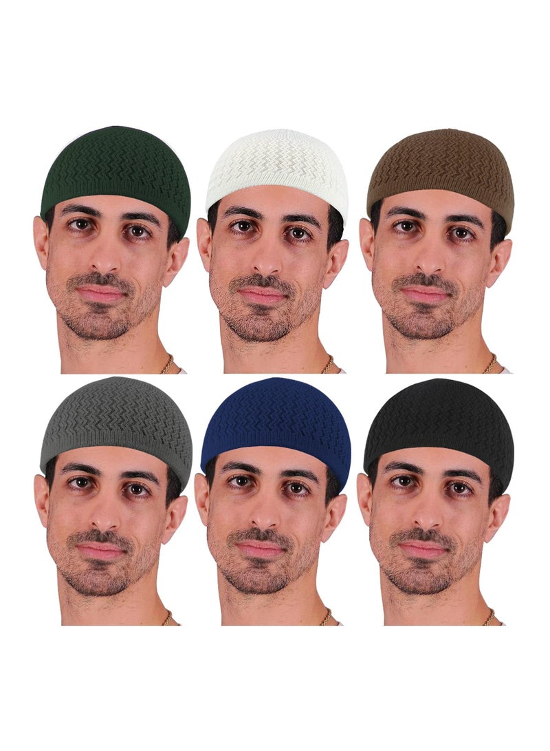 6 Pieces Brimless Hats for Men and Women Docker Hat Casual No Brim Visor-Less Flip Sailor Skullcap Buckle Knit Kufi Under Helmet Beanie