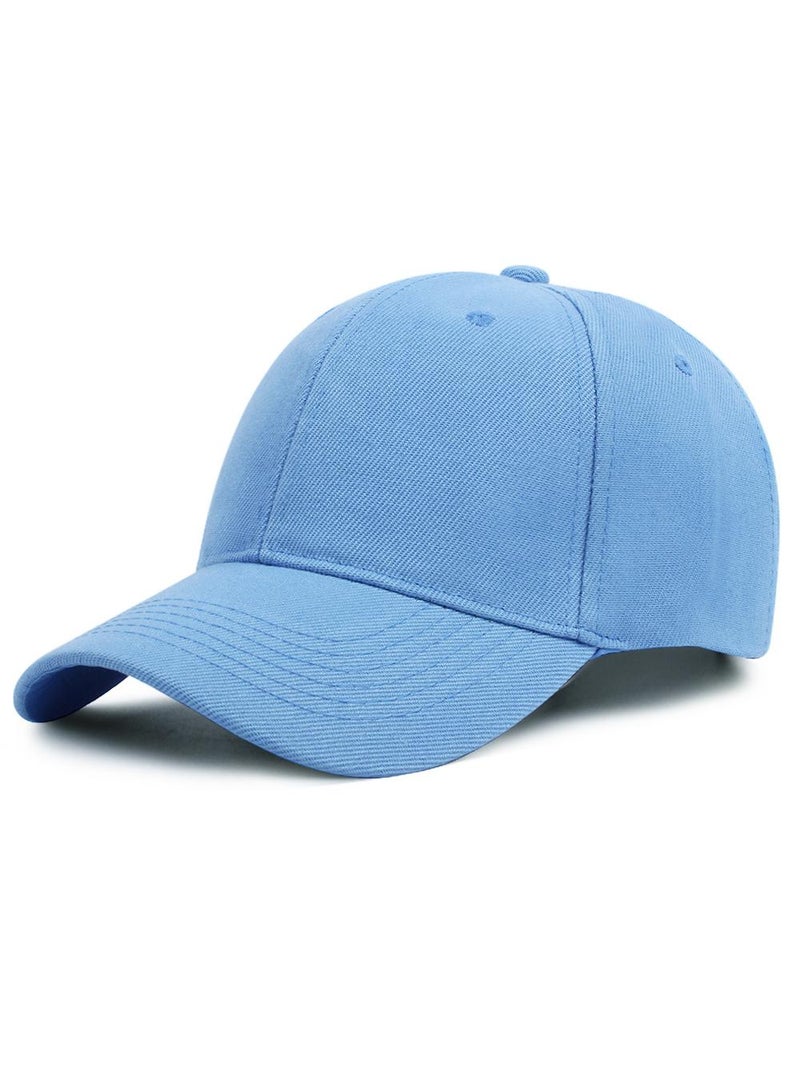 1Pcs Outdoor sports baseball cap pure color simple casual sunshade hat Light Blue one size