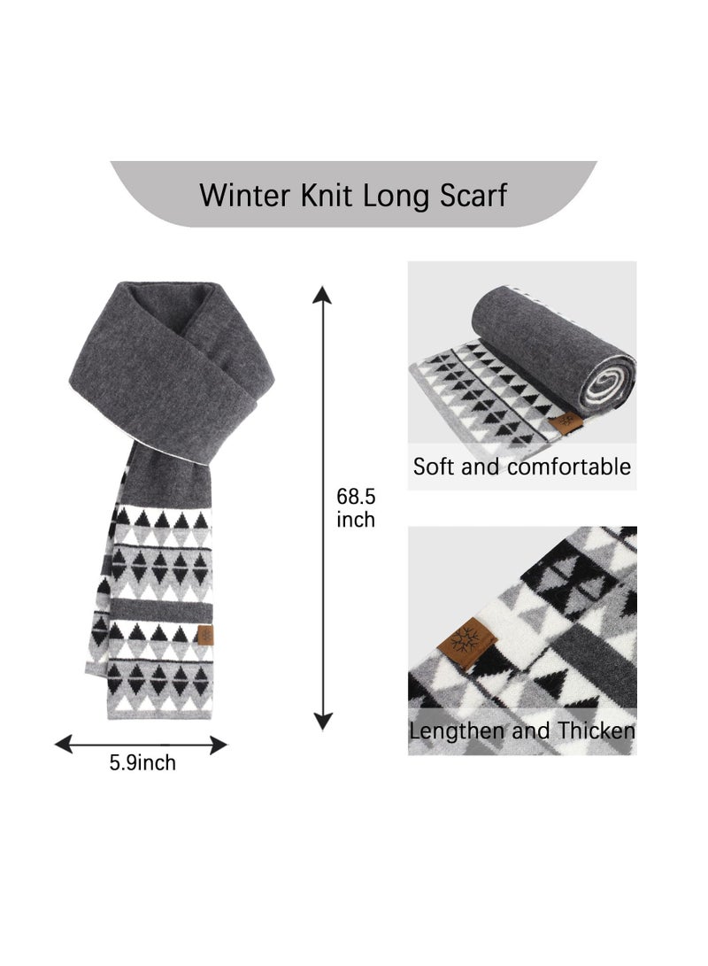 Womens Winter Warm Knit Beanie Scarf Hat Touchscreen Gloves Long Neck Scarf Set with Fleece Lined Skull Caps Warm Knitted Hat Scarves Gifts for Women