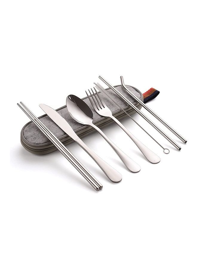 8-Piece Portable Flatware Set Silver