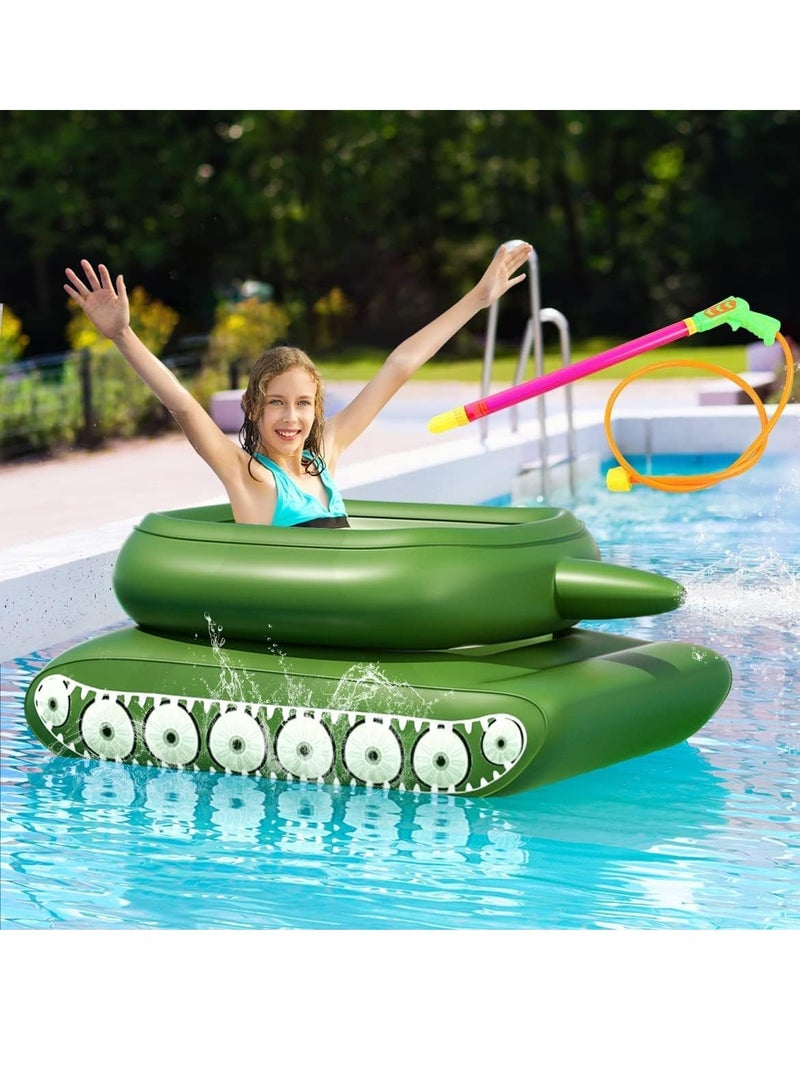 Tank Inflatable Pool Floats Pool Floaties with Water Squirt Gun Inflatable Tank Float with Cannon for Kids and Adults Giant Inflatable Pool Floats for Adults