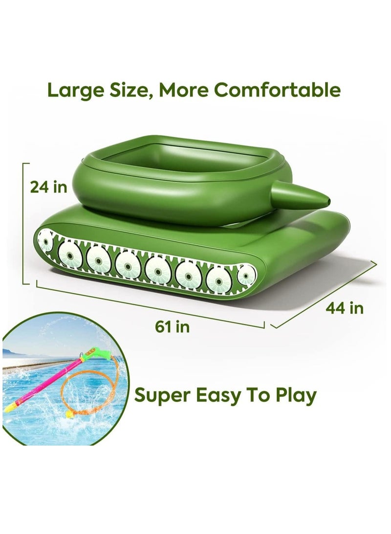 Tank Inflatable Pool Floats Pool Floaties with Water Squirt Gun Inflatable Tank Float with Cannon for Kids and Adults Giant Inflatable Pool Floats for Adults