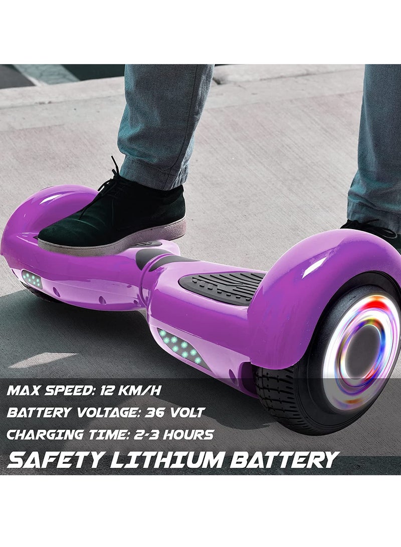 6.5inch Smart Electric Scooter 2 Wheels Self Balancing Scooter Lithium Battery Hoverboard Balance Scooter Bluetooth with Led Lights.