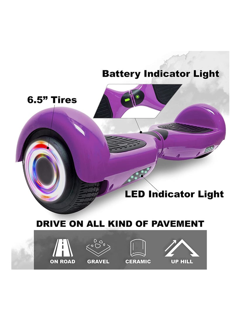 6.5inch Smart Electric Scooter 2 Wheels Self Balancing Scooter Lithium Battery Hoverboard Balance Scooter Bluetooth with Led Lights.