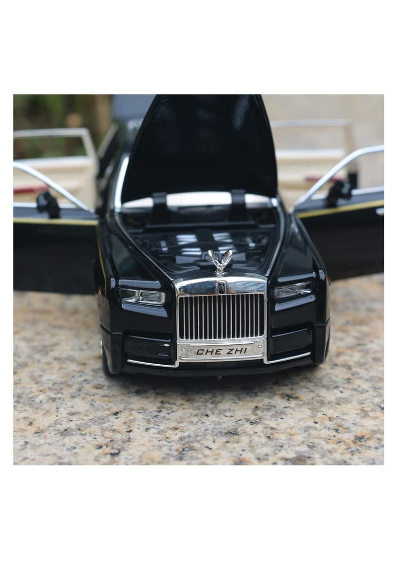 1/24 Rolls-Royce Phantom Model Car, Zinc Alloy Pull Back Toy car with Sound and Light, Gift for Kids (Black)