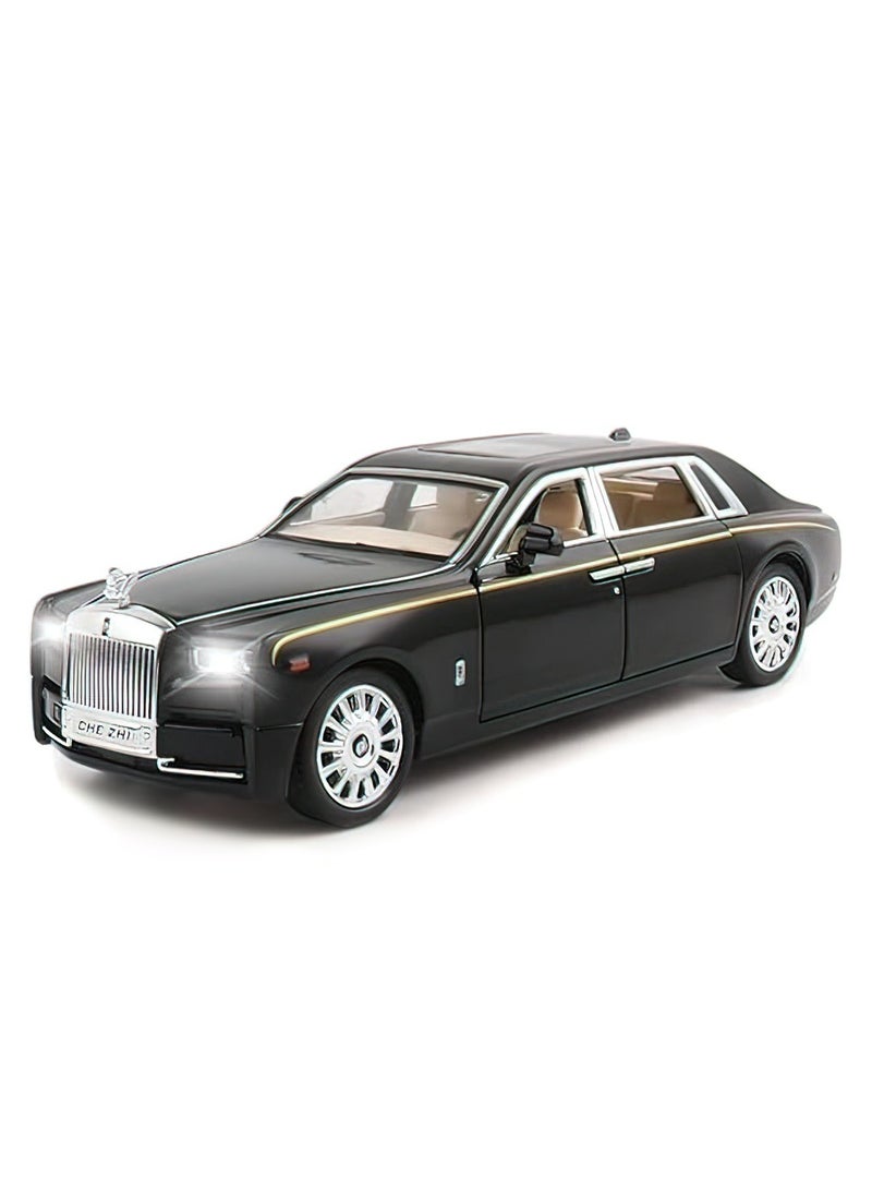 1/24 Rolls-Royce Phantom Model Car, Zinc Alloy Pull Back Toy car with Sound and Light, Gift for Kids (Black)