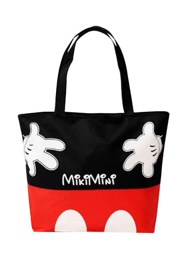 Printed Zipper Tote Bag MulticolourBlack/Red/White