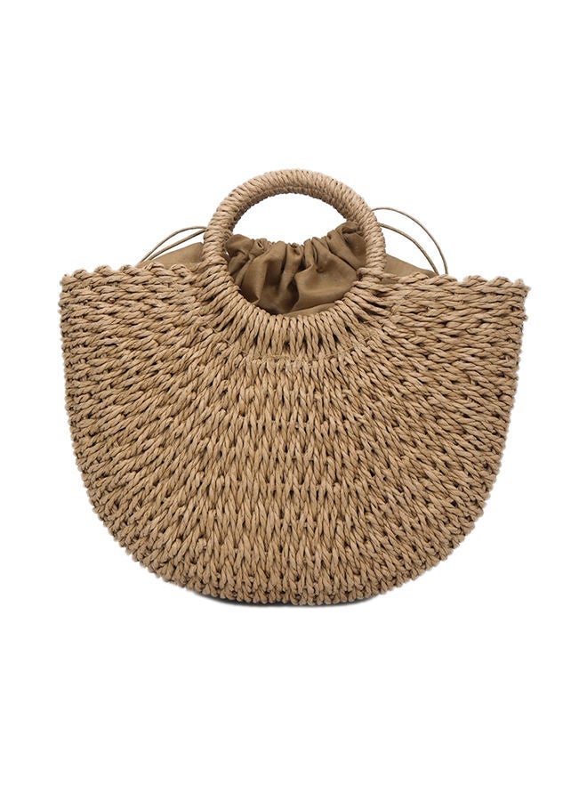 Rattan Pattern Woven Tote Bag Brown