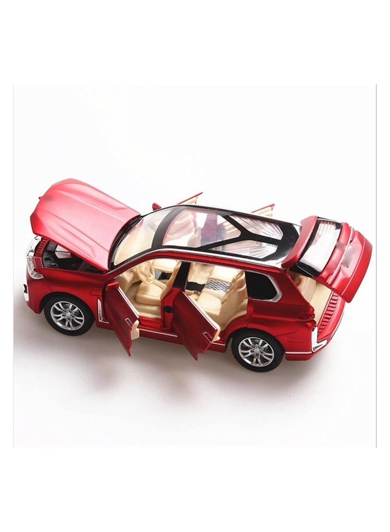 Diecast Car 1:32 For BMW X7 Alloy Cars Model Simulation Die-Casting Sound And Light Pull Back Model Kid's Toy Gifts (Color : Red)